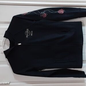 Hard Rock Cafe Punta Cana Born to Rock Black Cotton Hoodie. Full Zip.
